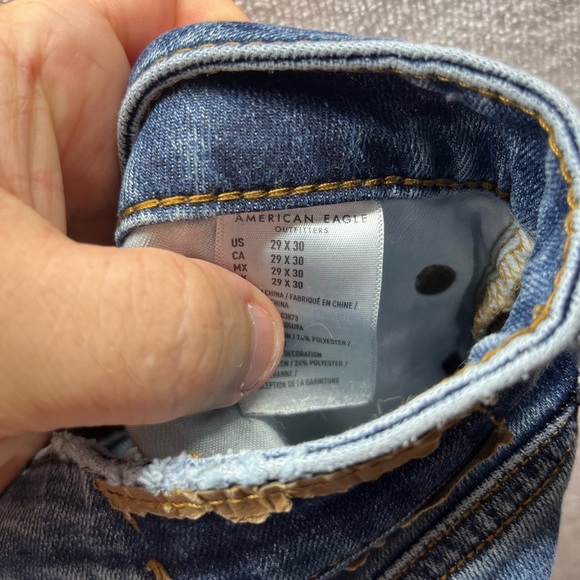 American Eagle Next Level Airflex Distressed Skinny Jeans Mens 29/30 Blue 2299 - Picture 4 of 11